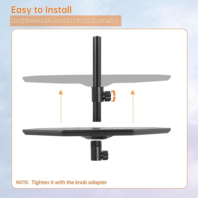 Patio Umbrella Table Tray with LED Light, 23” Outdoor Adjustable Portable Umbrella Table with Hole, All Weather PE Umbrella Tray for Beach, Poolside, Backyard, Garden, Classic Black