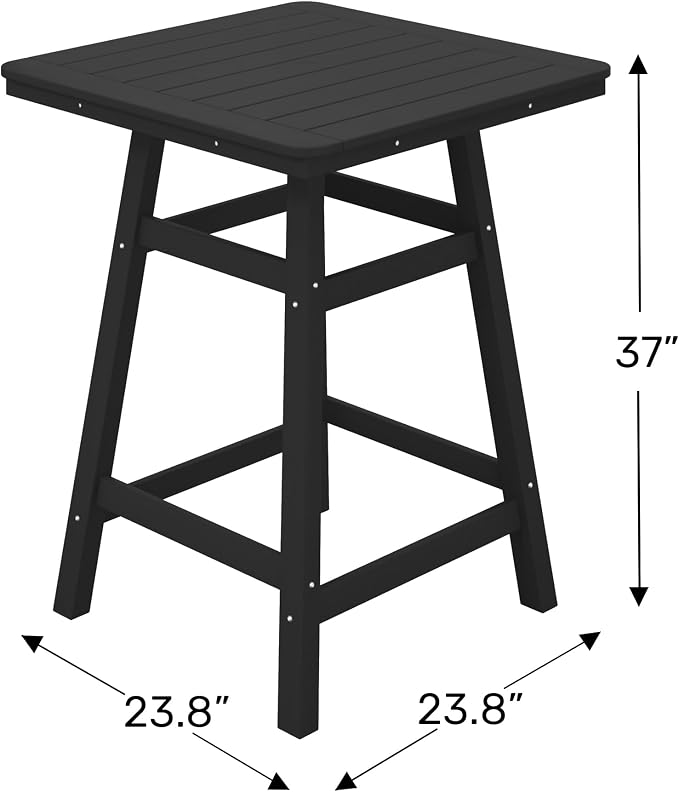 WestinTrends Malibu Square Outdoor Patio Counter High Bistro Bar Table with Umbrella Hole 37" Tall, Black