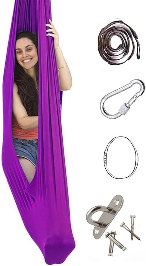 Indoor Therapy Swing Kids Snuggle Swing With Special Needs Cuddle Hammock For Children Adults Autism, ADHD, Aspergers Sensory Integration Easy To Install ( Color : Purple , Size : 100*280CM/39*110in )