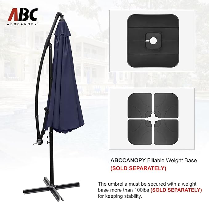 ABCCANOPY Premium Cantilever Patio Umbrellas 9FT (Tibetan Blue)