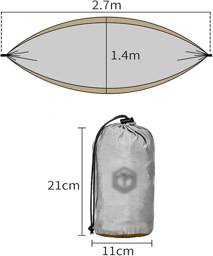 BNEI Double Hammock, Parachute Fabric, Easy to Carry, 270 * 140 cm, max. Weight 200 kg