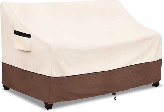 Patio 3-Seater Sofa Cover,Outdoor Couch Cover Fits up to 79W x 37D x 35H Inches,100% Waterproof Heavy Duty Patio Furniture Covers,Beige&Brown