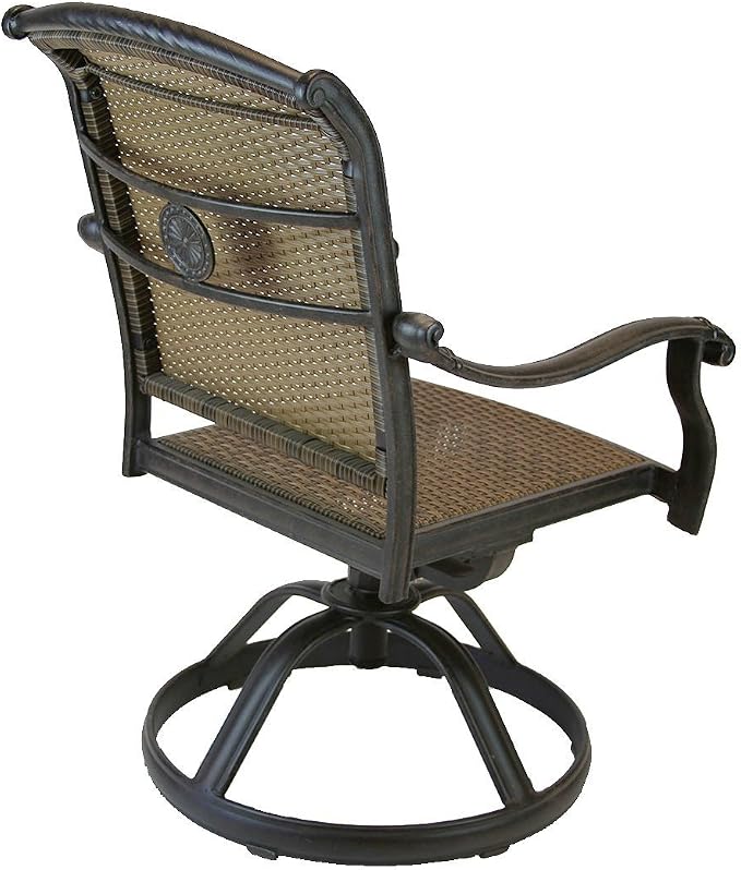 Santa Clara Outdoor Patio 7 pcs Round Dining Set Dark Bronze Cast Aluminum (Set with 6 Swivel Rocker Chairs)