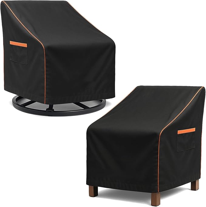 Outdoor Waterproof Patio Chair Covers, Heavy Duty Oxford Coating Weather Resistant Patio Furniture Covers 600D 35W x 37D x 36H inches 2-Pack, Black