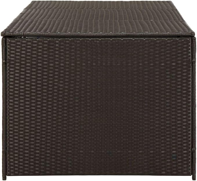 (Fast Shipments) Organization and Storage for Patio Furniture, Outdoor Cushions, Garden Tools and Pool Toys, Garden Storage Box Poly Rattan 70.8"x35.4"x29.5" Brown