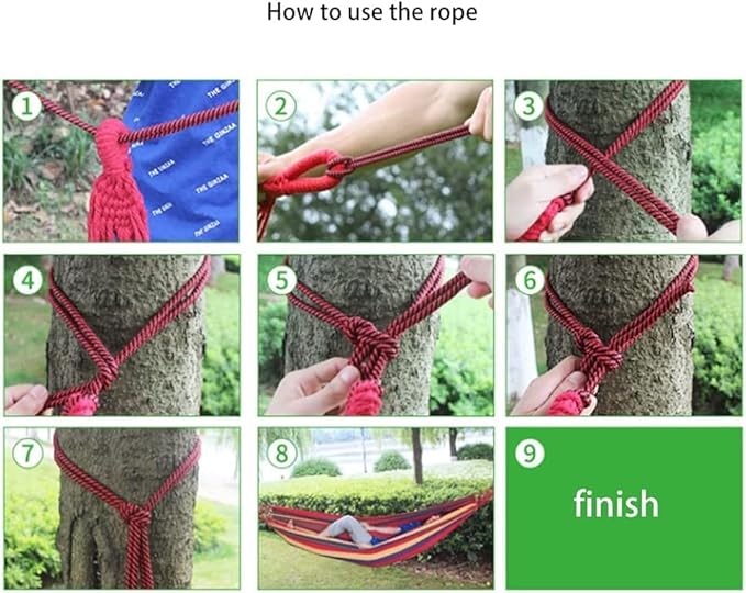 Canvas Fabric Hammock with Hardwood Spreader Bar and Tree Straps Portable Swing Bed for Outdoor Indoor Yard Patio Garden