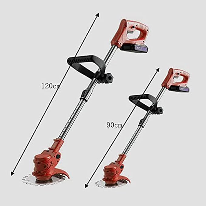 Weed Wacker,21V 2Ah Battery Powered String Trimmer with 2 Batteries and 3 Types Blades,Lightweight and PowerfulBattery poweredfor Yard and Garden (red)