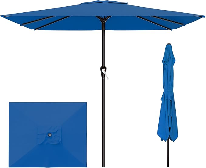 AreShark 8' x 10' Rectangle Patio Umbrellas for Outdoor, Outdoor Table Umbrella, Large Outdoor Patio Umbrellas with 8 Sturdy Ribs for Pool, Garden, Market (Royal Blue)