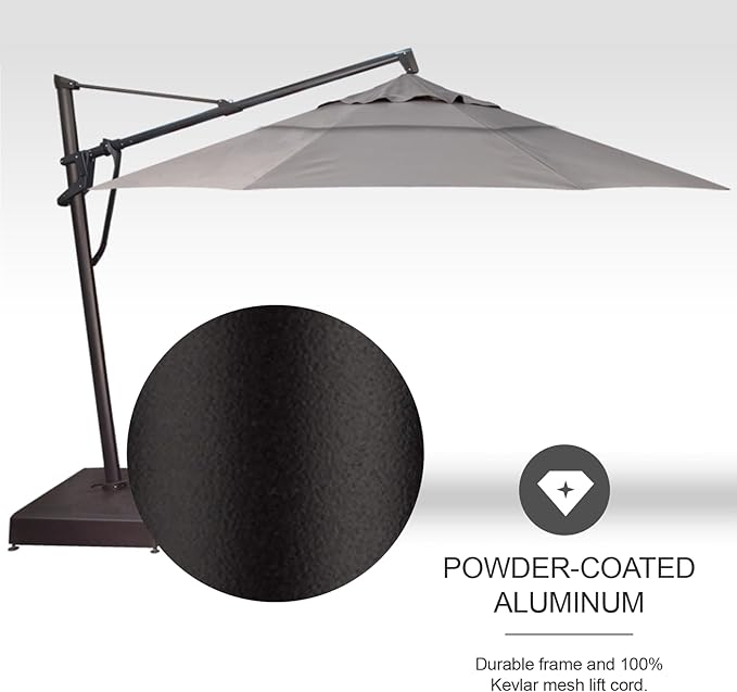 Treasure Garden AKZ PLUS Cantilever Umbrella 13' Obravia Boulder Canopy and Black Frame with Stationary Base