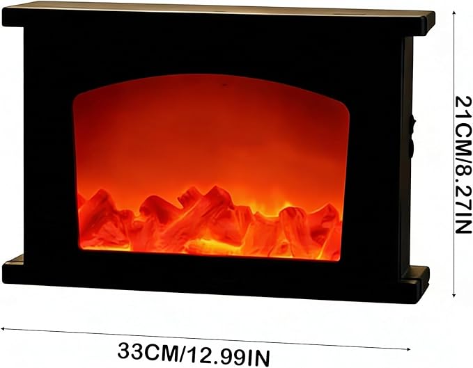 Simulated LED Fireplace Lantern USB & Battery Powered Flameless Light with Simulation Flame Table Decorative Lamp Mini Fireplace Ornament for Cozy Home Decor Free Standing Electric Log Burner