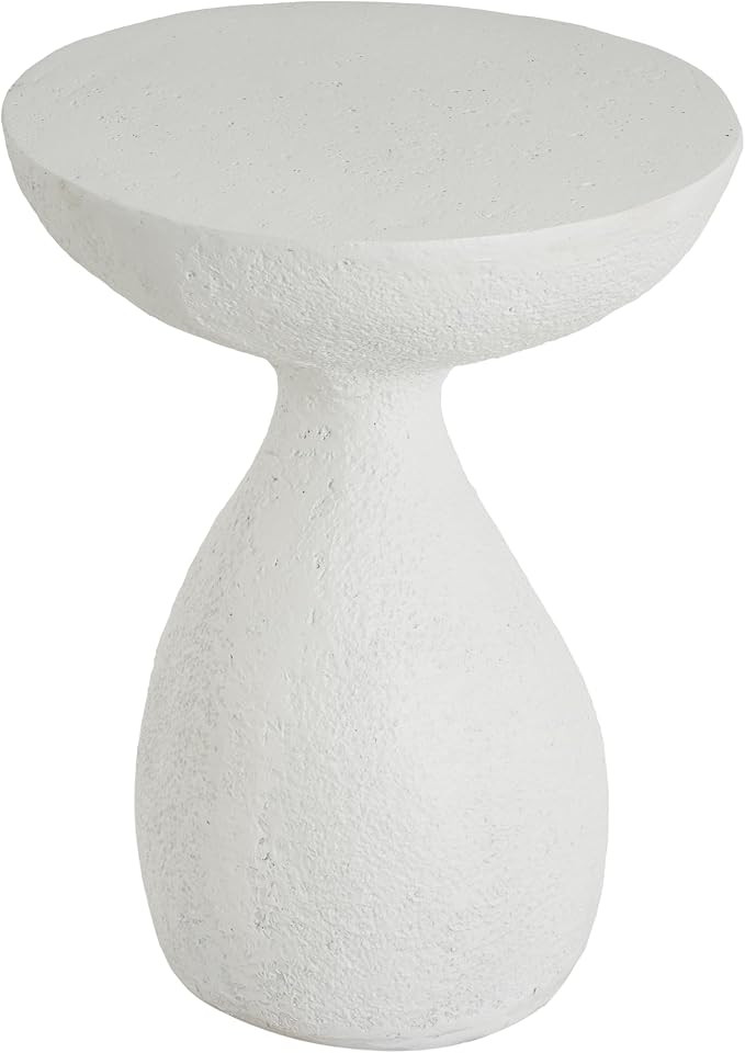 Christopher Knight Home Piper Vase-Shaped MGO Outdoor Side Table, Square Accent Table with Stone-Like Texture, Weather Resistant Small End Table with Hourglass Design for Indoor/Outdoor Usage, White