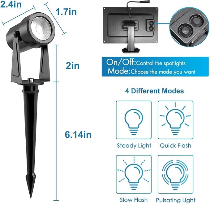 ZYAN Solar Landscape Spotlights, Separate Panels and USB-C Powered 10800mAh Auto On Off Dusk to Dawn, Outdoor IP65 Waterproof Spotlights, Warm White for Yard Path Patio (8 Pack)