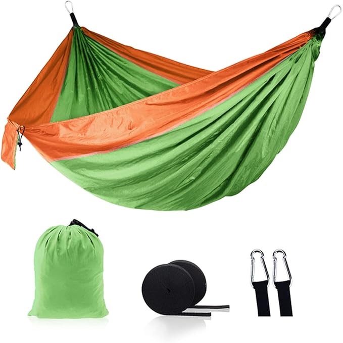 NOBRIM Camping Hammock Anti-Tear Durable Hammock Double Portable Safety Parachute Hammock with 2 Tree Straps for Adventure Travel Kit