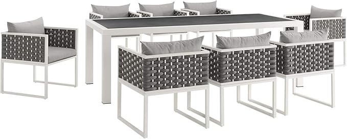 Modway Stance Outdoor Patio Woven Rope 9-Piece Dining Furniture Set