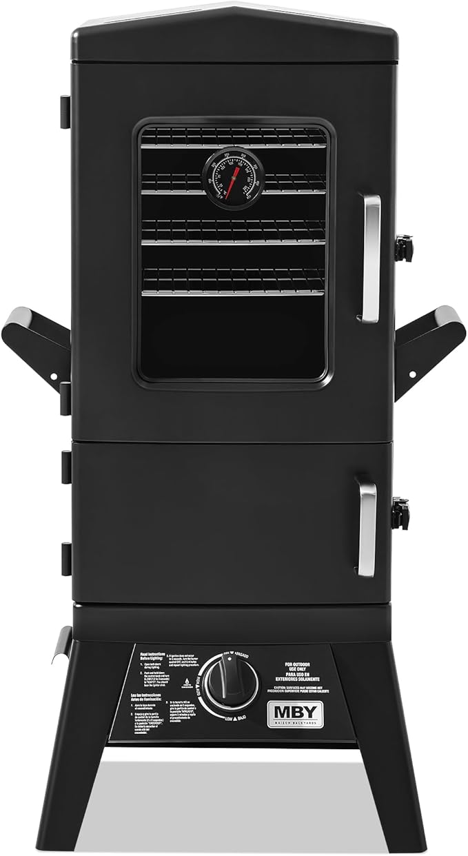 Large Vertical Propane Smoker Grill 4-Rack Outdoor Gas BBQ Smoker with Temperature Control, Heavy Duty Design & Weather-Resistant Cover for Meat, Fish, Ribs