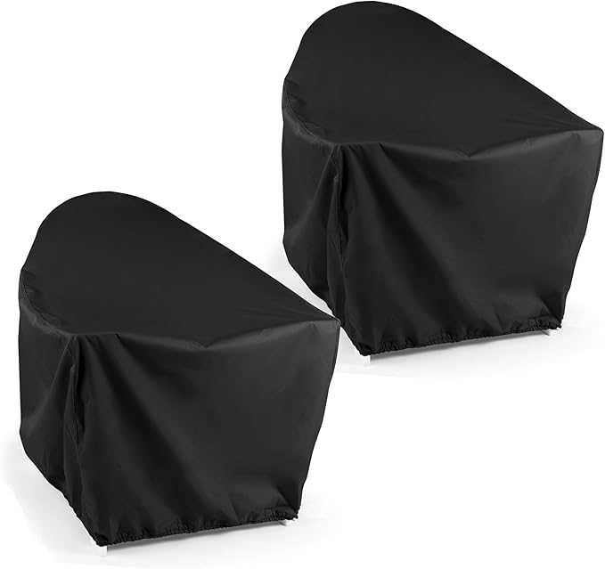 Covermates Adirondack Chair - Light Weight Material, Weather Resistant, Elastic Hem, Seating and Chair Covers, 32W x 34D x 38H - Set of 2, Black