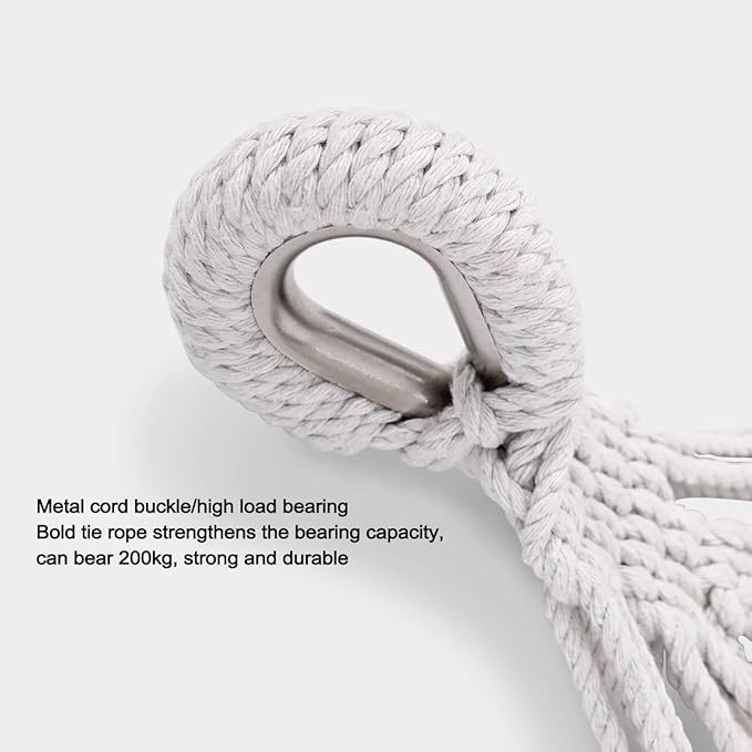 Outdoor Hammock with Spreader Bars, Portable Canvas Camping Hammock with Ropes, Adjustable Light Hammock with Carrying Bag, for Garden Patio Travel (Color : White, Size : 190x150cm)