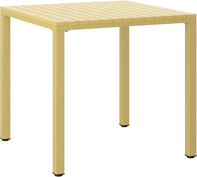 WestinTrends Playa 31.5" Iron Metal Frame Outdoor Square Patio Dining Table, Yellow