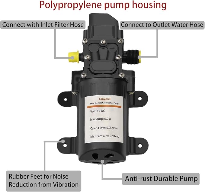 Electric Pressure Washer Pump, 12V 100W Portable High Pressure Power Intelligent Mini Car Water Pump Kit for Auto RV Home Garden Pet Shower