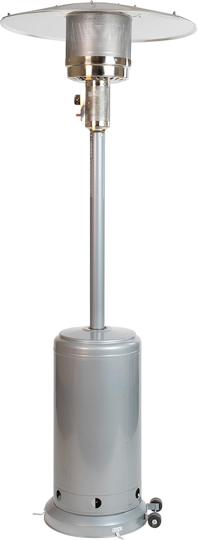 Flash Furniture Sol Patio Outdoor Heating-Silver Stainless Steel 40,000 BTU Propane Heater with Wheels for Commercial & Residential Use-7.5 Feet Tall
