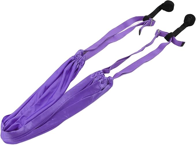 Yoga Hammock Handstand Split Leg Stretchable Aerial Yoga Swing, Adjustable Portable Elastic Hammock with Door Anchors and Straps for Home Gym Yoga Training (Purple)