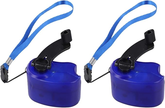 2-Pack Portable USB Hand Crank Charger Generator with Manual Dynamo Power Supply, Compact Lightweight ABS Design, 5.5V Output for Smartphones, Tablets, Outdoor Sudden Use, Built-in Flashlight