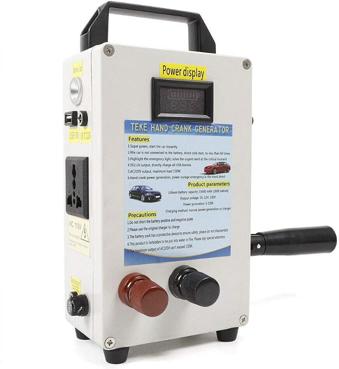 DNYSYSJ Outdoor Manual Dynamo Generator, Hand Crank Generator, Portable Emergency USB Charger Power Supply Solar Energy Storage Generator for Camping Energy Tool, 150W