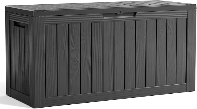 Large Outdoor Storage Box Waterproof, UV Resistant Resin Deck Box for Patio Furniture,Garden Tools,Cushions (Black, 85 Gallon)