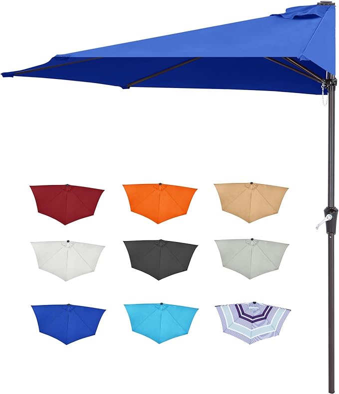 ABCCANOPY Patio Umbrella 9FT - Outdoor Half Umbrellas for Patio, Backyard, Garden, Deck (Blue)