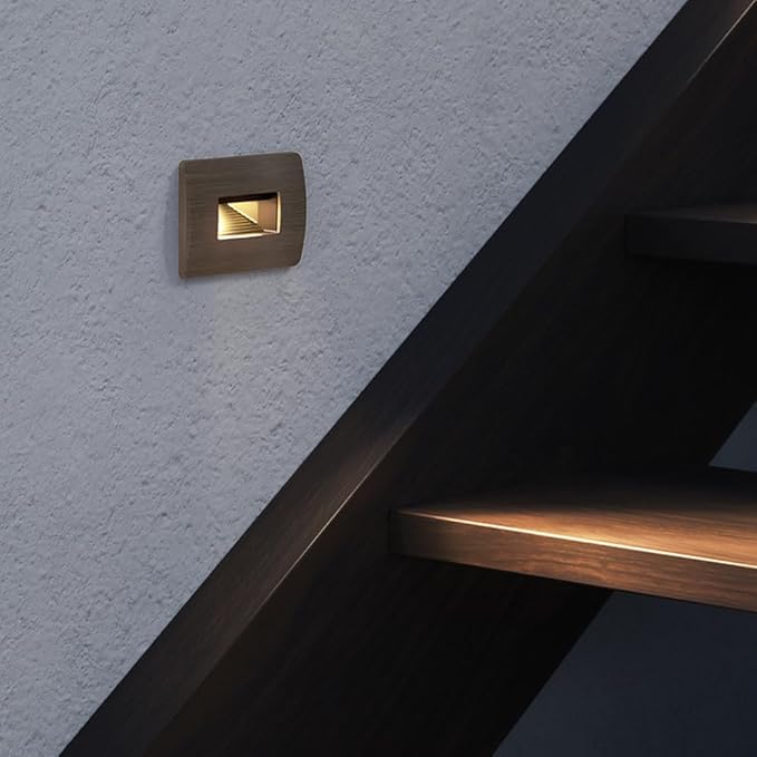 Hinkley Landscape Lighting Luna 15508MZ Horizontal 12v Step Light, Low-Voltage, 2700K, Fits Standard Gang Junction Box, Integrated LED, Matte Bronze