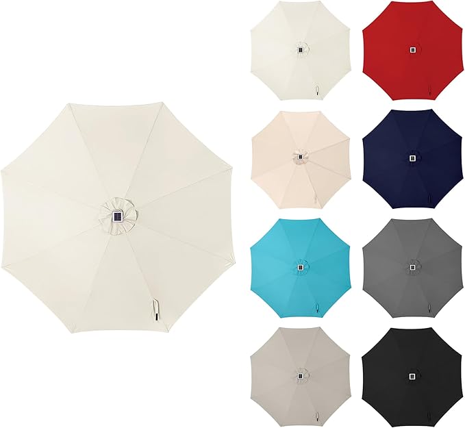 11ft Solar Umbrella Outdoor - Lighted Solar Patio Umbrella with 40 LED Lights Waterproof UV Protection, Table Umbrella with Tilt for Pool, Porch, Garden, Deck, Backyard - Ivory