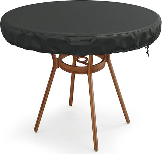 WOMACO Patio Rould Table Covers, Waterproof Patio Furniture Fire Pit Covers, UV Resistant Outdoor Cover for Rould Table/Firepit, Black - 42.5"D