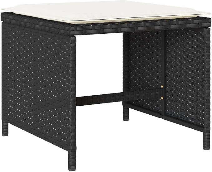 9 Piece Garden Dining Set, Outdoor Patio Furniture Set with 1 Table, 4 Chairs and 4 Stools, PE Rattan Dining Table Set for Backyard Deck and Terrace, Black
