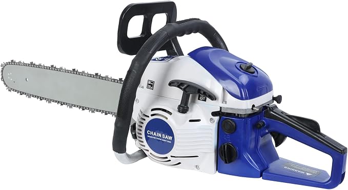 58CC Gas Chain Saw, 1 Set 20 Inches 3.5HP Gas Chain Saw High Power Rust Resistant Wood Chainsaw for Wood Cutting (Blue)