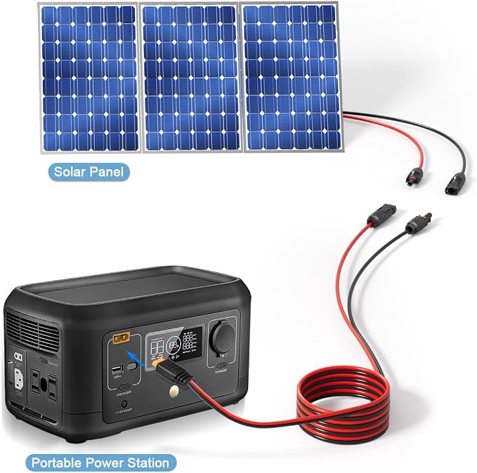 ELFCULB 12AWG Solar to XT60 Charging Cable - 10FT Solar Panel Extension Cable for Portable Generator
