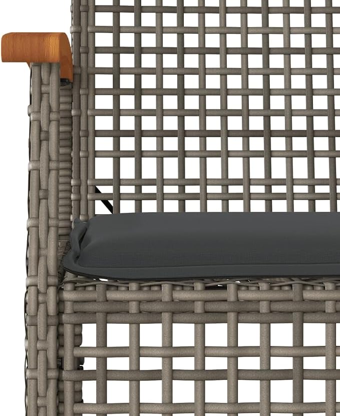 5 Piece Outdoor Dining Set with Cushions, Gray Poly Rattan Patio Furniture for Lawn Garden Backyard, Steel Frame Glass Top Table & UV Protection Chairs