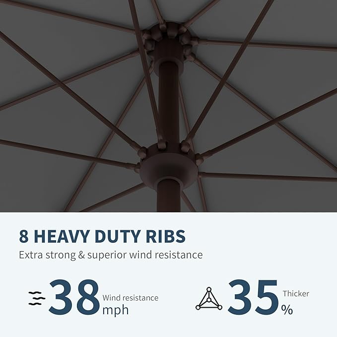 PatioKingdom 11FT Patio Umbrella,Outdoor Umbrella with Push Button Tilt and Crank,Market Table Umbrella with 8 Sturdy Fiberglass Ribs UV Protection