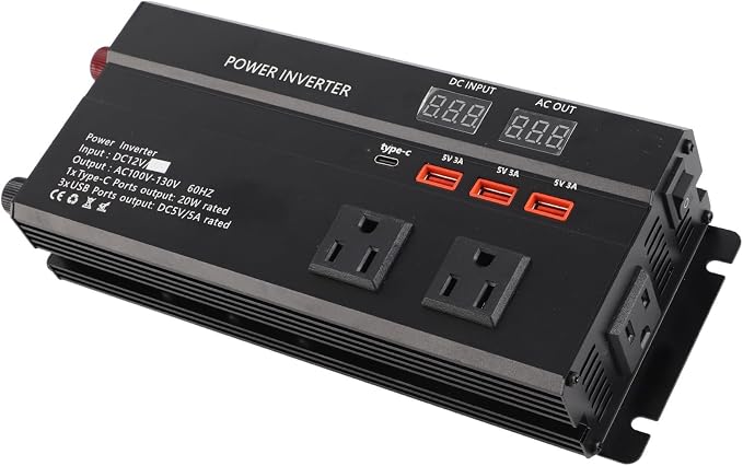 12V to 120V Power Inverter 700W Continuous / 4000W Peak, Car Inverter with LCD Display and USB Ports for Small Electronics(Not for High-Power Appliances)