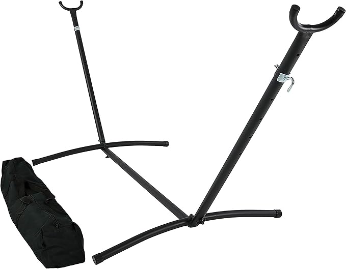 Sunnydaze Calming Desert Double Brazilian Cotton Hammock and Black Brazilian Portable Steel Hammock Stand for Outside with Carrying Case