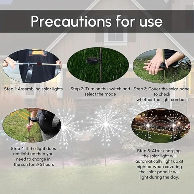 XIHAMA Solar Garden Lights 2 Pack 150 LED Fireworks Garden Lights Solar Lamp with 8 Lighting Modes Waterproof Outdoor Lamp for Lawn Backyard Flower Boxes Pathway