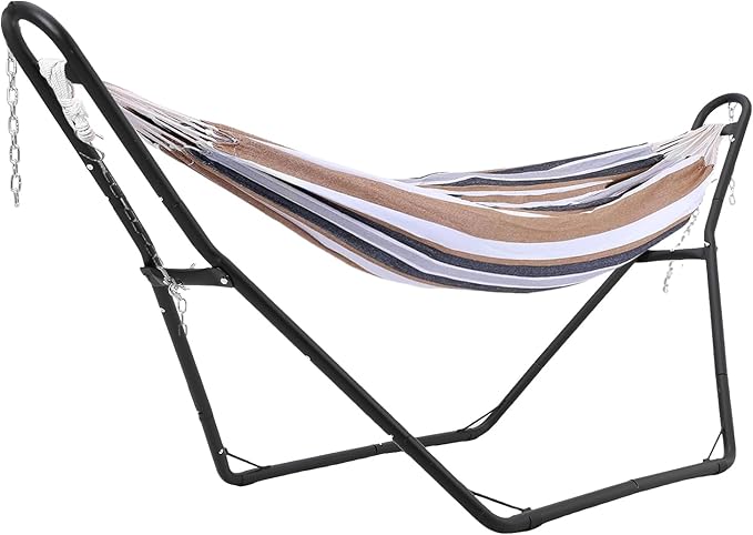 GarveeLife Heavy-Duty Steel Hammock Stand, 110 * 35 * 45 in for 2 People, Portable Design, for 9.5 to 14 ft Hammocks, Ideal for Outdoor Balconies, Porches, Patios, Decks and Backyards