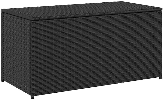 Patio Storage Box, 39.4x19.7x19.7 Inch Outdoor Deck Box with Gas Lift Lid, PE Rattan Garden Organizer Bin with Waterproof Liner for Cushions and Pool Supplies, Black