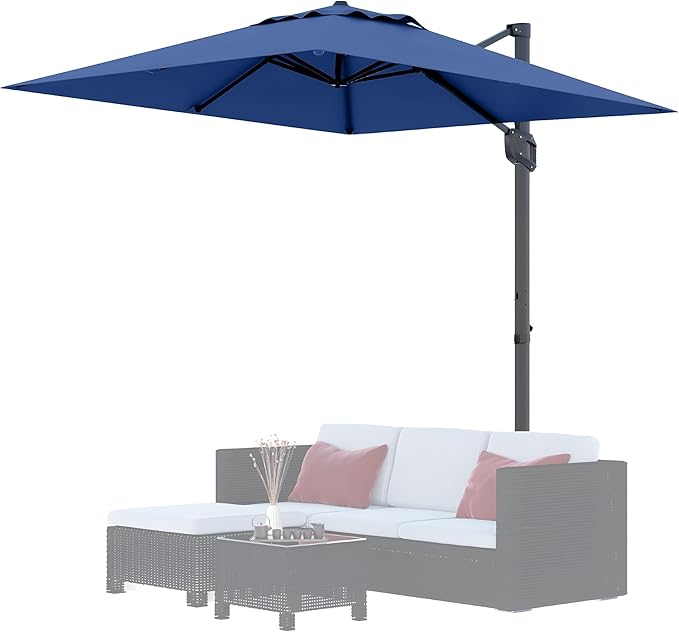 Garvee 10' x 10' Heavy Duty Square Cantilever Umbrella, Aluminum Offset Outdoor Patio Umbrella with 360-Degree Rotation for Backyard, Deck, Pool