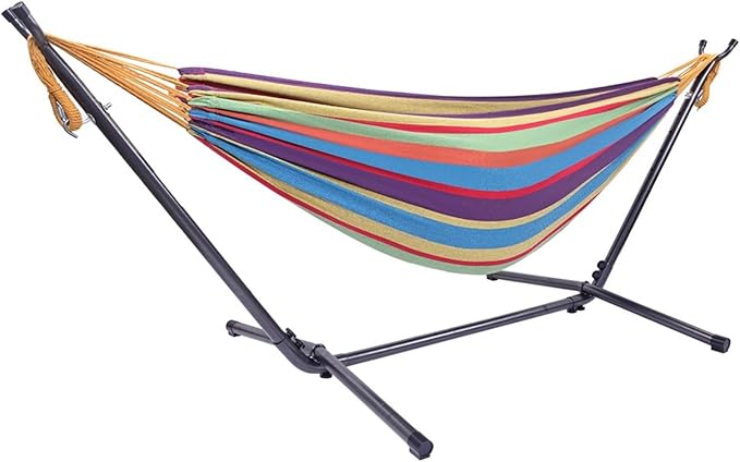 Small Color bar Black Background Silver Flower Rack 2 * 1.5m Polyester Cotton Iron Hammock Set