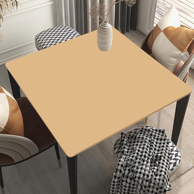 Square Fitted Tablecloth Suit for 42"x42" Table Burlywood Stretch Table Topper Cap for Dining Kitchen Home Party Style124
