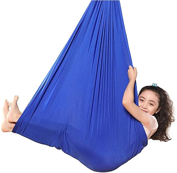 Sensory Therapy Swing Soft Hammock for Outdoor Indoor Hanging Chair for Kids Child and Teens 440 Lbs Load Capacity (Color : Blue, Size : 100 x 280 cm)