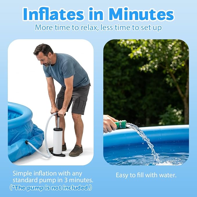 10 FT x 30 in Round Inflatable Swimming Pool, Large Round Inflatable Pool for Kids and Adults Summer Water Party Backyard Outdoor Pool