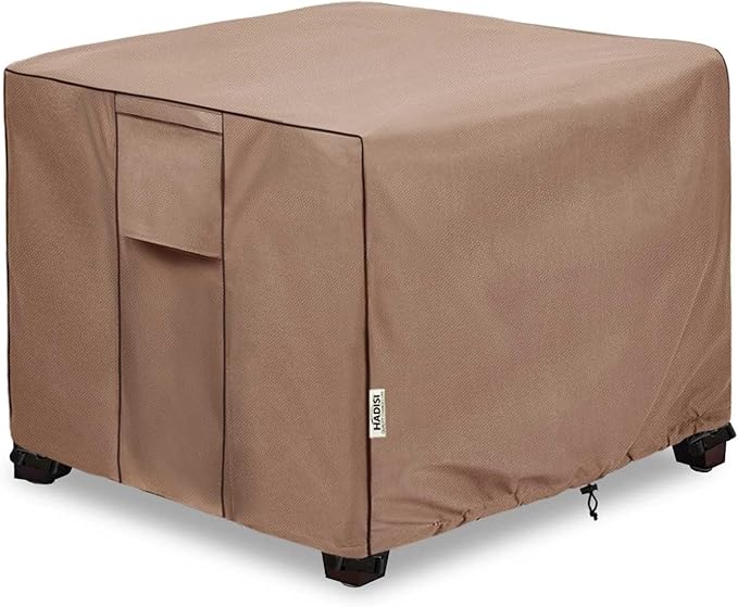 Outdoor Ottoman Cover Waterproof Square Patio Small Side Table Covers,Outdoor Rectangular Waterproof Table Cover-32 W x 32" D x 18" H(Brown)