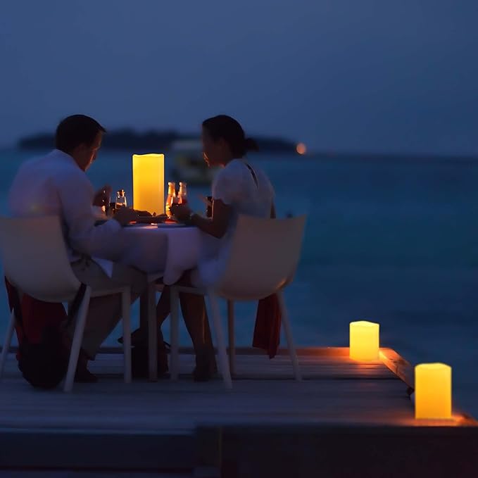 10" x 5" Waterproof Outdoor Flameless Candles Battery Operated LED Flickering Pillar Candles with Remote and Timer for Indoor Outdoor Lanterns, Long Lasting, Ivory White Large, Set of 2