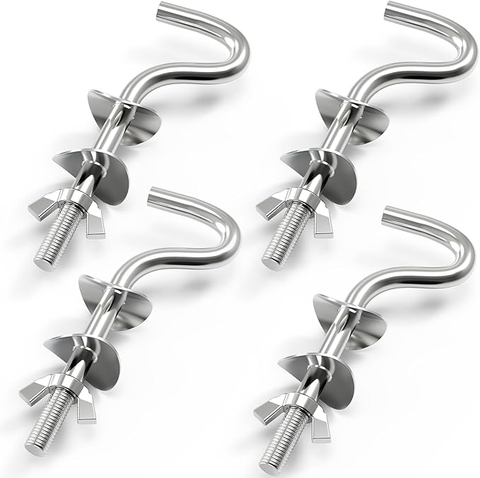 Zinc Heavy Duty Replacement Hooks Fit 3/8 Inch Holding Hammock Hooks for 1-1/4 to 2 Inch Long Hole on Hammock Stand (4 Pcs)